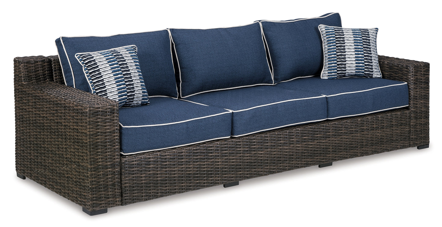 Grasson Lane Outdoor Sofa and  2 Lounge Chairs with Coffee Table and 2 End Tables