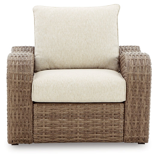 Sandy Bloom Outdoor Lounge Chair and Ottoman